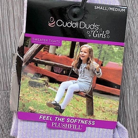 NWT Cuddl Duds Young Girls Lavender Purple Ribbed Sweater Tights, Small/Medium - Picture 4 of 12